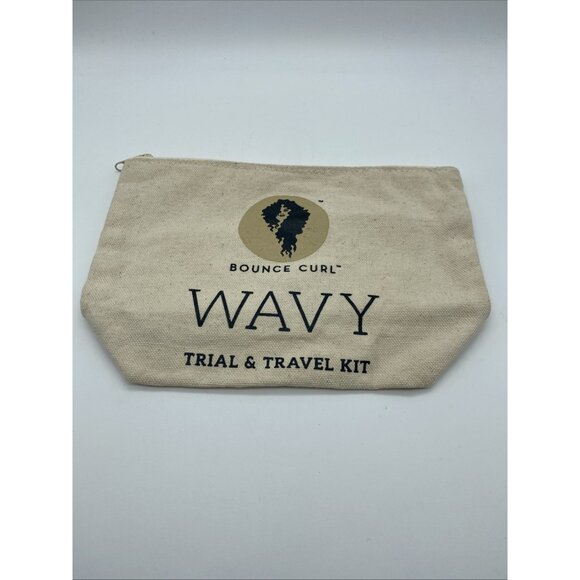 Wavy Handbags - Wavy Bounce Curl Cream Canvas Zip Bag Pouch Organization Travel Kit